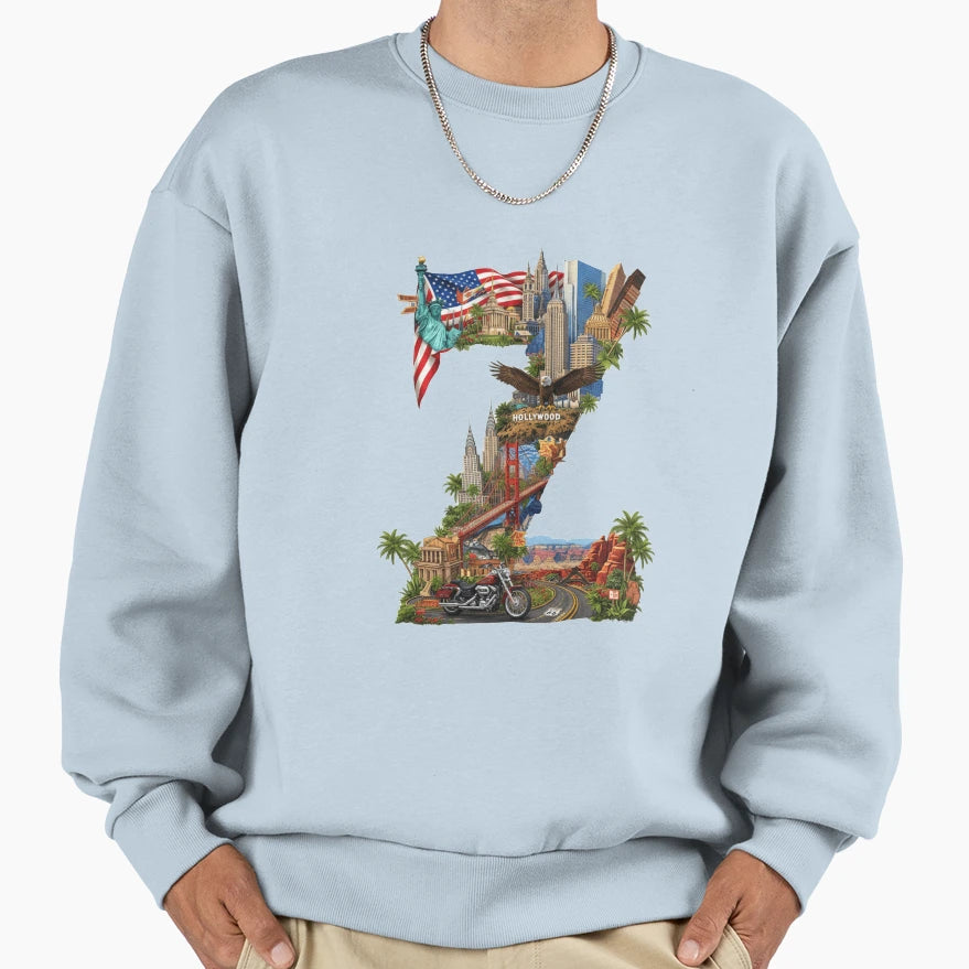 Copy Alphabet Usa Z Sweatshirt - Trendy Graphic Men Women - T-Shirt, Sweatshirt, Hoodie