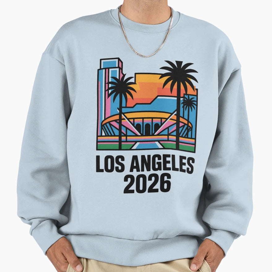 Los Angeles 2026 Palm Tree Sunset V8 T-Shirt - Aesthetic Graphic for Adults - T-Shirt, Sweatshirt, Hoodie