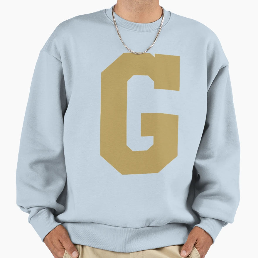 Alphabet Gold G Sports Letter G Sweatshirt - Minimalist Print for Adults - T-Shirt, Sweatshirt, Hoodie