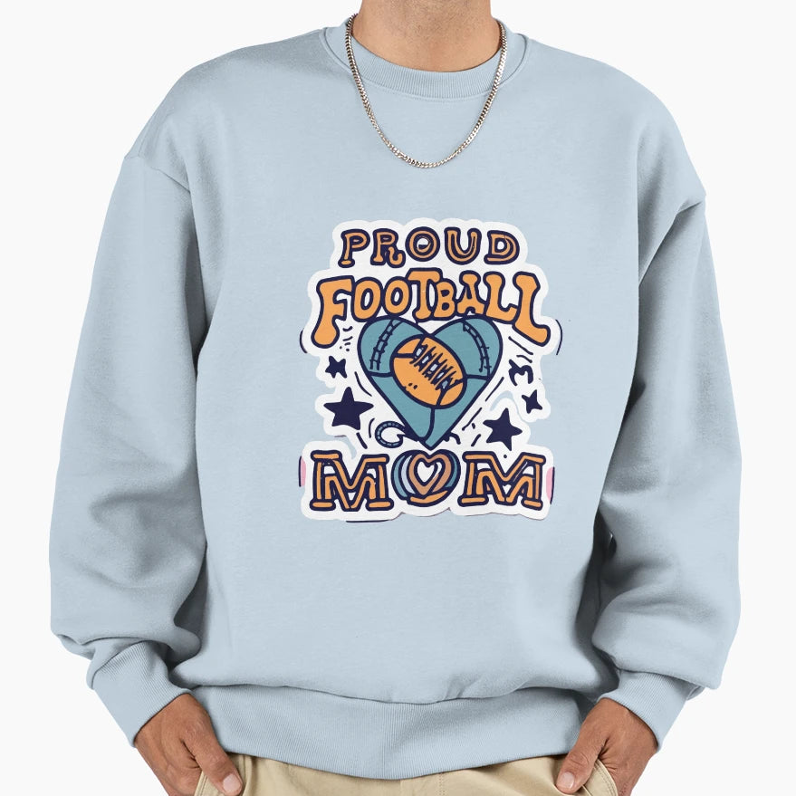 Proud Football Mom Heart And Sweatshirt - Novelty Apparel for Adults - T-Shirt, Sweatshirt, Hoodie