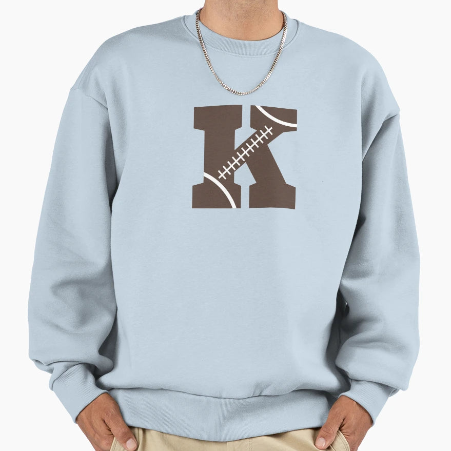 Personalized Football Initial K Sweatshirt - Aesthetic Graphic Men Women - T-Shirt, Sweatshirt, Hoodie