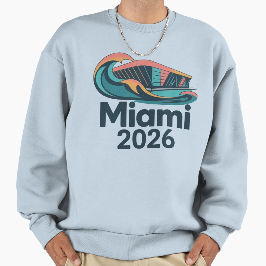 Miami 2026 Ocean Wave Football V14 T-Shirt - Streetwear Style Unisex - T-Shirt, Sweatshirt, Hoodie