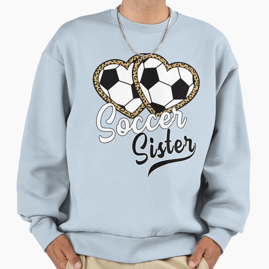 Leopard Soccer Sister Heart T-Shirt - Streetwear Style Unisex - T-Shirt, Sweatshirt, Hoodie