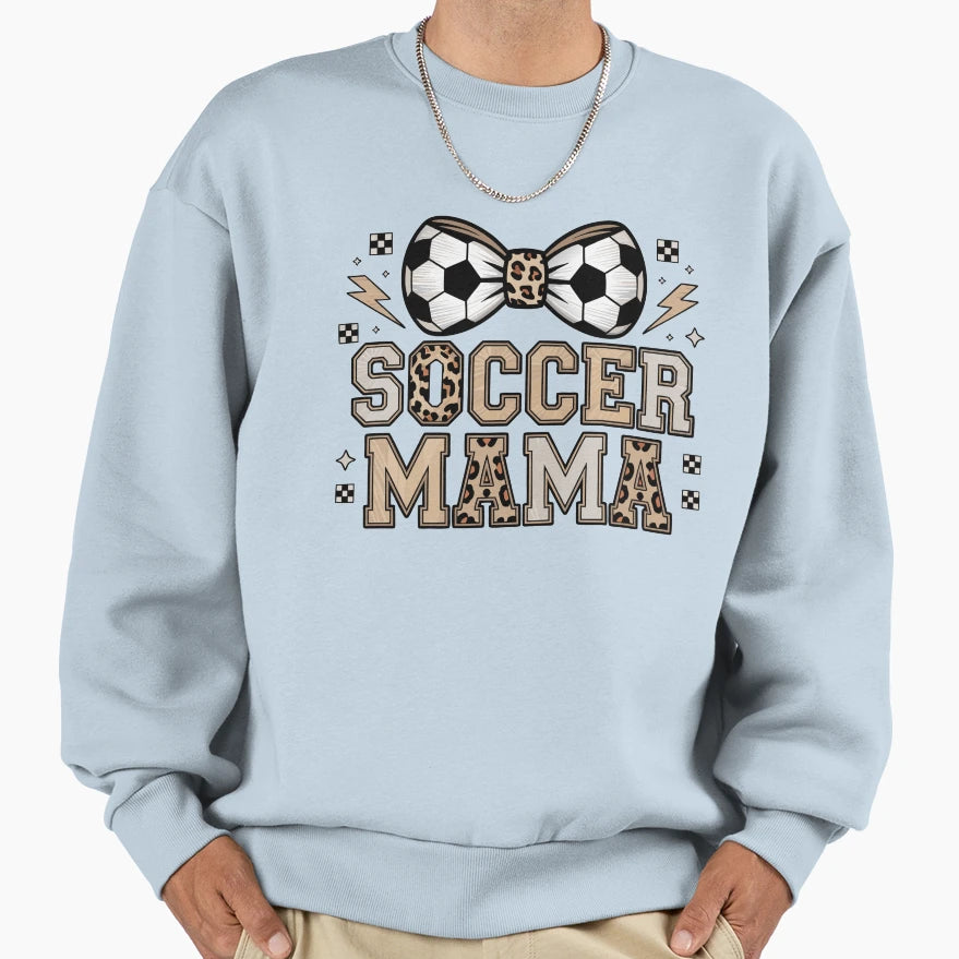 Soccer Mama Leopard Bow Trendy Sweatshirt - Trendy Graphic for Adults - T-Shirt, Sweatshirt, Hoodie