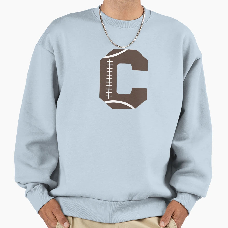 Personalized Football Initial Sweatshirt - Casual Everyday Wear for Adults - T-Shirt, Sweatshirt, Hoodie