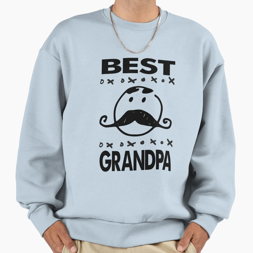 Best Grandpa Ever Mustache Black Sweatshirt - Minimalist Print Men Women - T-Shirt, Sweatshirt, Hoodie