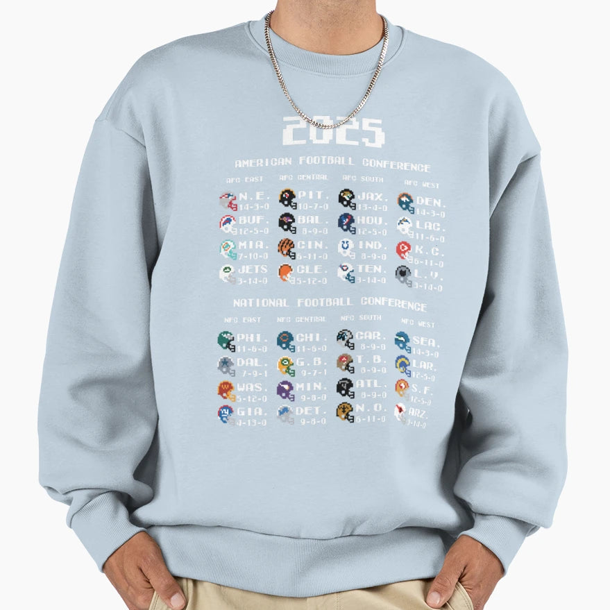 Nfl Standings 2025 Sweatshirt - Fun Novelty Design Unisex - T-Shirt, Sweatshirt, Hoodie