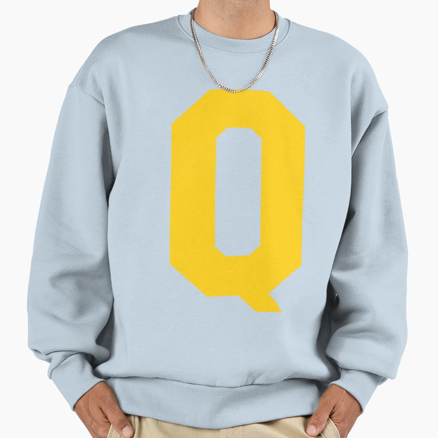 Alphabet Yellow Q Sports Letter Q Sweatshirt - Trendy Graphic Men Women - T-Shirt, Sweatshirt, Hoodie