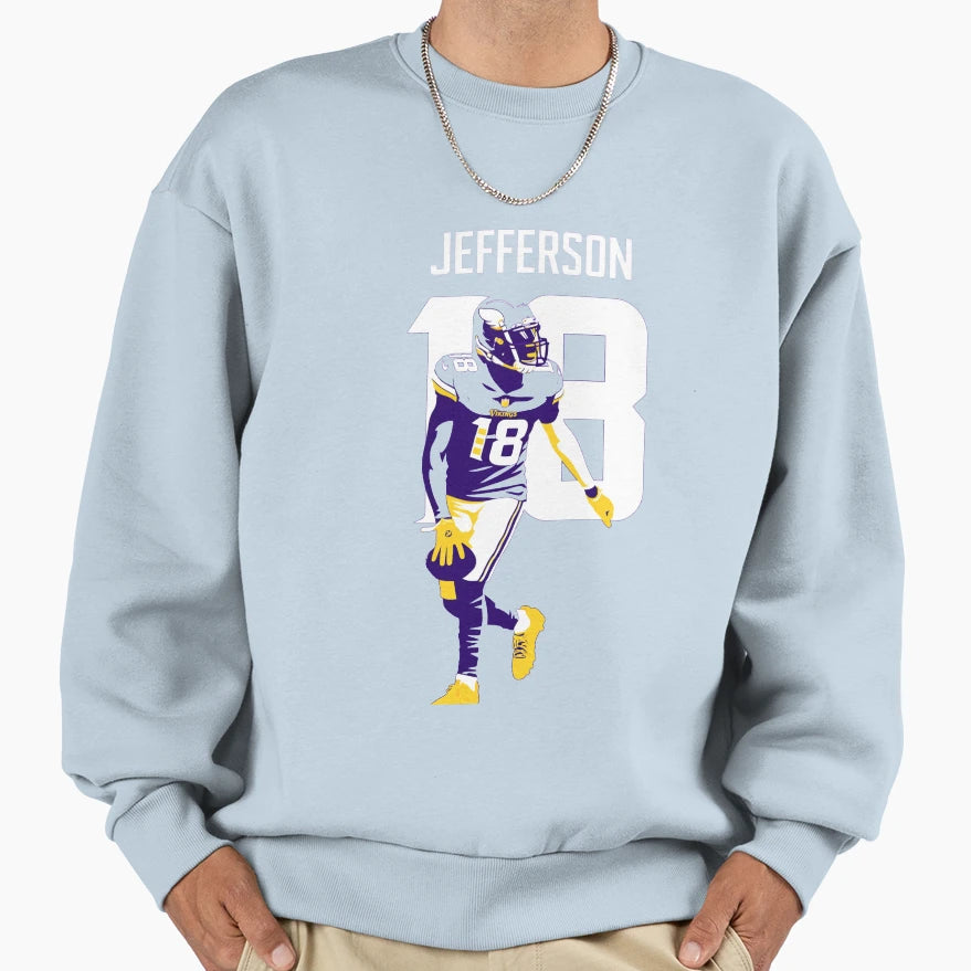 JJ Minnesota 18 Football Art Sweatshirt - Casual Everyday Wear Men Women - T-Shirt, Sweatshirt, Hoodie