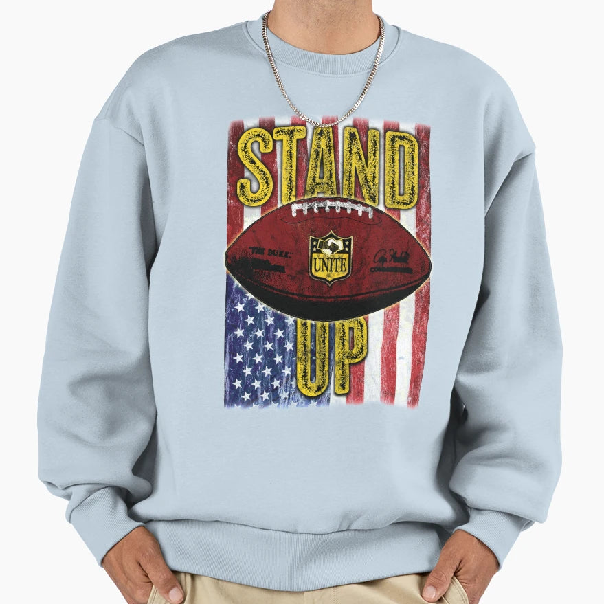Nfl American Flag Stand Up Unite Sweatshirt - Novelty Apparel Unisex - T-Shirt, Sweatshirt, Hoodie