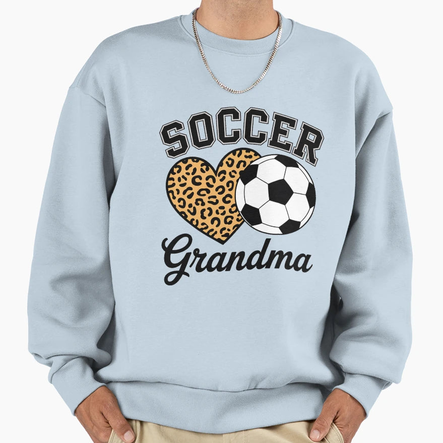 Soccer Grandma Leopard Heart Funny Sweatshirt - Minimalist Print Men Women - T-Shirt, Sweatshirt, Hoodie