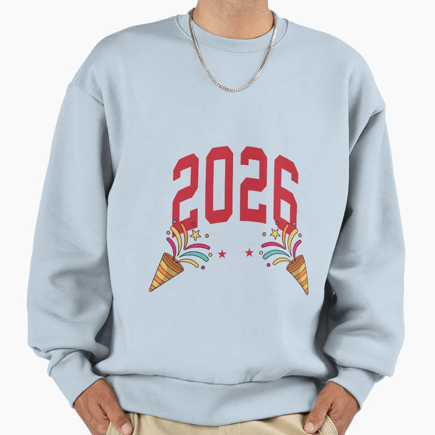 Happy New Year 2026 Fireworks Sweatshirt - Minimalist Print Unisex - T-Shirt, Sweatshirt, Hoodie