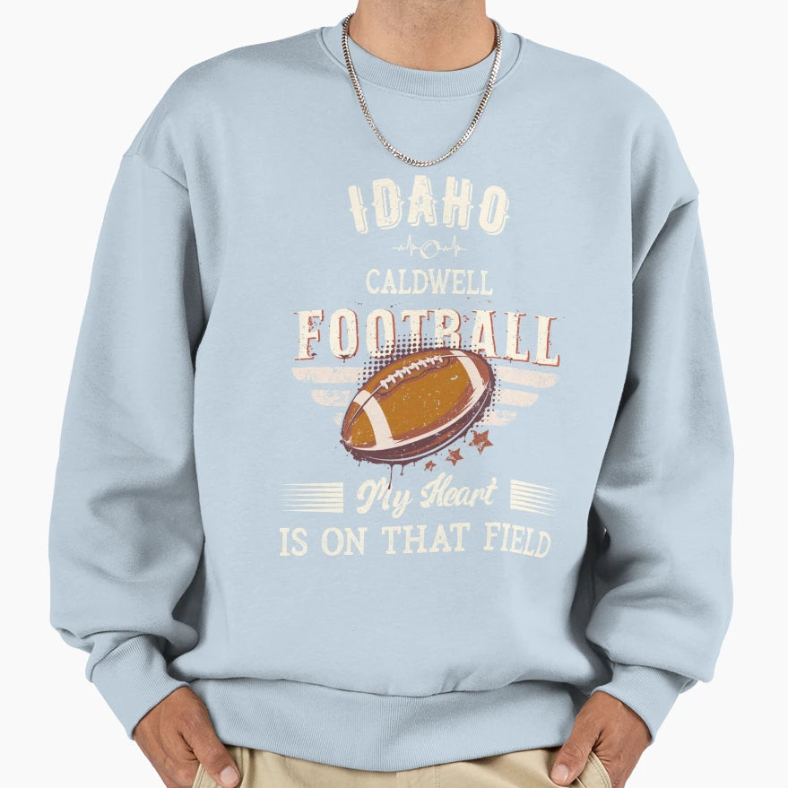 Idaho Caldwell American Football Sweatshirt - Graphic Print Unisex - T-Shirt, Sweatshirt, Hoodie