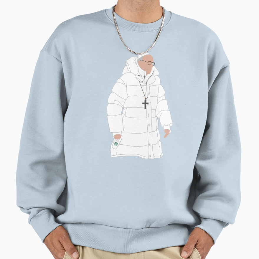 Pope Puffy Jacket Coffee 2 Sweatshirt - Trendy Graphic Unisex - T-Shirt, Sweatshirt, Hoodie