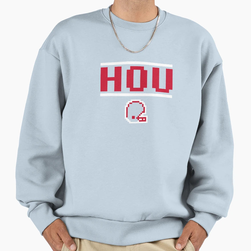 Houston Football 8 Bit Helmet Sweatshirt - Trendy Graphic Unisex - T-Shirt, Sweatshirt, Hoodie