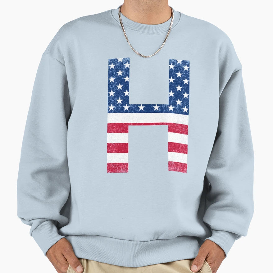Letter H Capital Alphabet American Sweatshirt - Trendy Graphic Men Women - T-Shirt, Sweatshirt, Hoodie