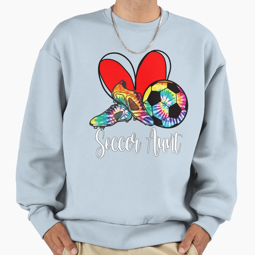 Tie Dye Soccer Aunt Bow Sweatshirt - Fun Novelty Design for Adults - T-Shirt, Sweatshirt, Hoodie