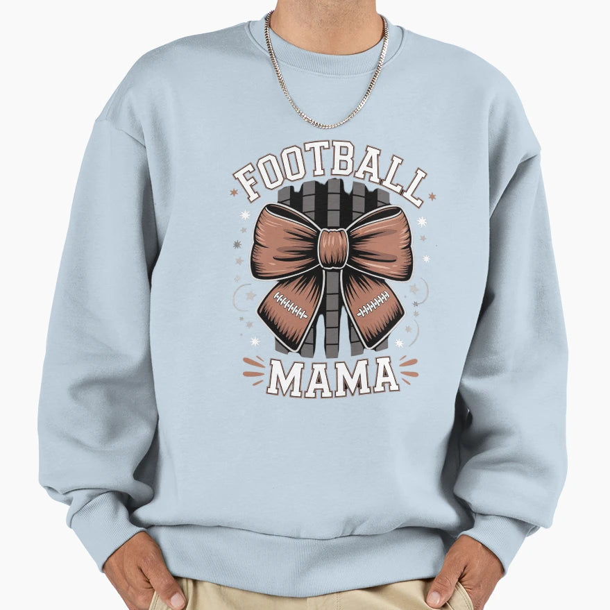 Football Mama Fall Coquette Bow Sweatshirt - Minimalist Print Unisex - T-Shirt, Sweatshirt, Hoodie