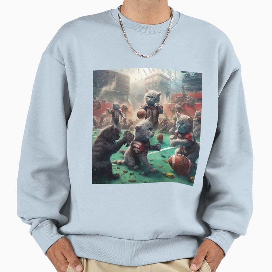Blue Cats Football Pitch Sweatshirt - Fun Novelty Design Men Women - T-Shirt, Sweatshirt, Hoodie