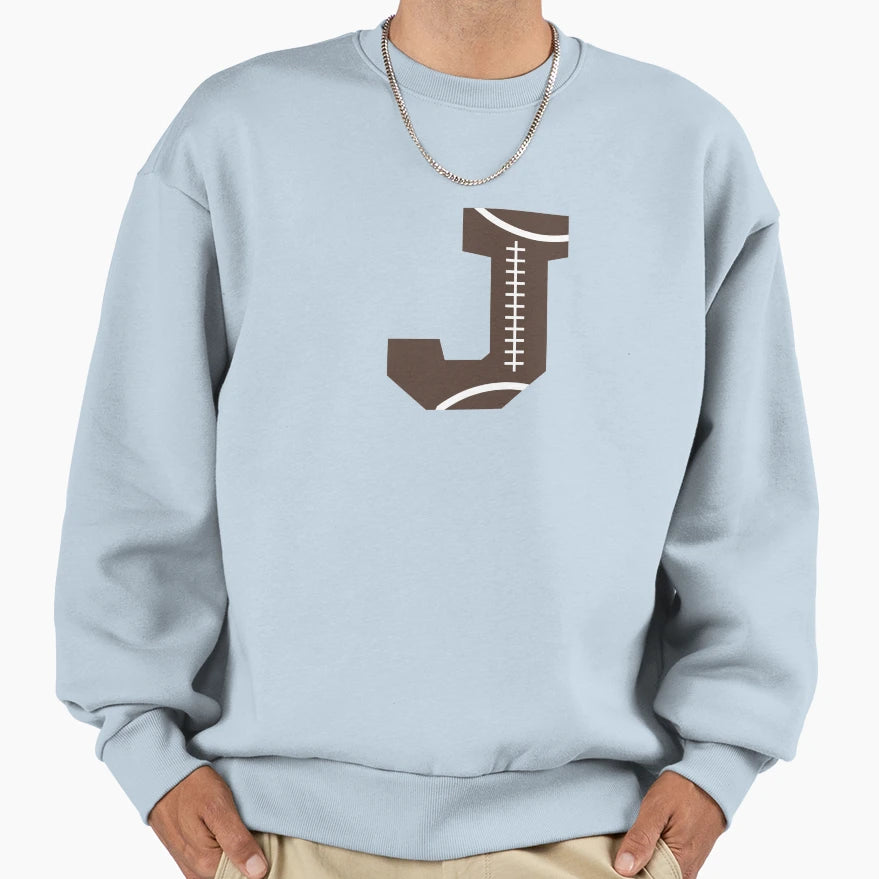 Personalized Football Initial J Sweatshirt - Novelty Apparel for Adults - T-Shirt, Sweatshirt, Hoodie