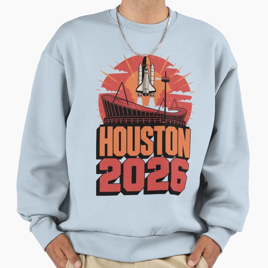 Houston 2026 Space Shuttle Football T-Shirt - Casual Everyday Wear Unisex - T-Shirt, Sweatshirt, Hoodie