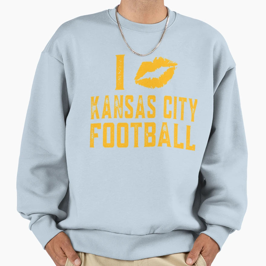 I Love Kansas City Football Sweatshirt - Casual Everyday Wear for Adults - T-Shirt, Sweatshirt, Hoodie