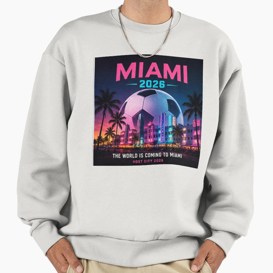 Miami 2026 Soccer Host City Neon Sweatshirt - Unique Graphic for Adults - T-Shirt, Sweatshirt, Hoodie