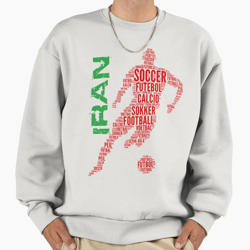 Iran Football Typography Sweatshirt - Trendy Graphic for Adults - T-Shirt, Sweatshirt, Hoodie