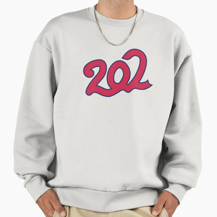 Baseball Washington 202 Area Code Sweatshirt - Trendy Graphic for Adults - T-Shirt, Sweatshirt, Hoodie