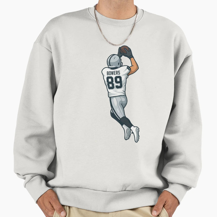 Brock Bowers Leaping Catch Sweatshirt - Fun Novelty Design for Adults - T-Shirt, Sweatshirt, Hoodie