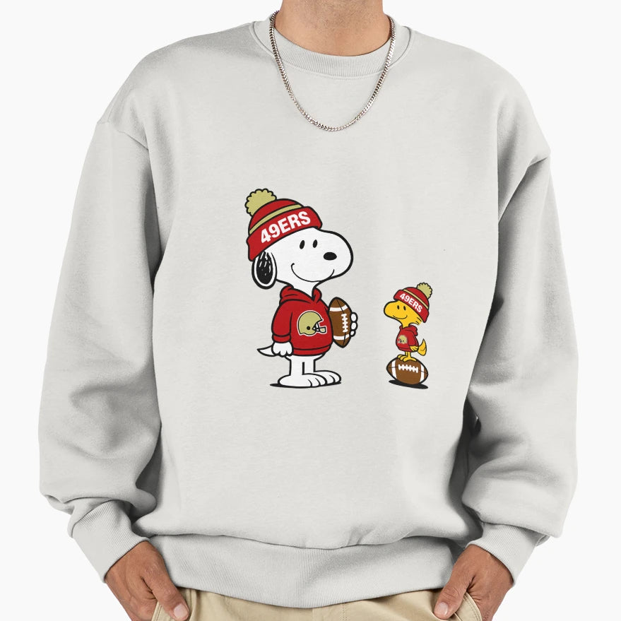 San Francisco 49Ers Snoopy And Sweatshirt - Custom Art Print Unisex - T-Shirt, Sweatshirt, Hoodie