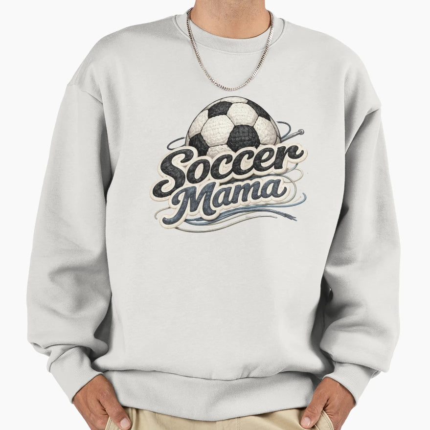 Soccer Mama Stitched Patch Soccer Sweatshirt - Unique Graphic for Adults - T-Shirt, Sweatshirt, Hoodie