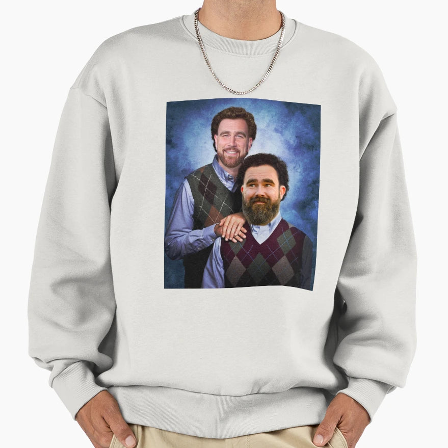 Kelce Brothers Portrait Sweatshirt - Fun Novelty Design for Adults - T-Shirt, Sweatshirt, Hoodie