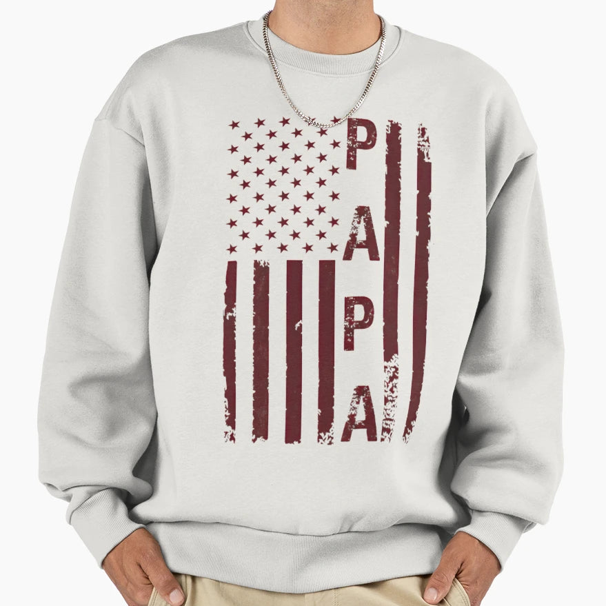Papa Usa Flag Personalized Papa Sweatshirt - Novelty Apparel Men Women - T-Shirt, Sweatshirt, Hoodie
