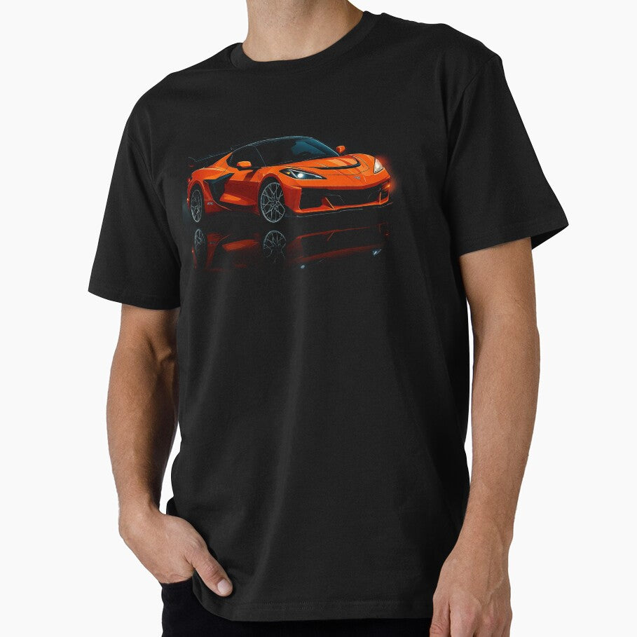 2025 Corvette ZR1X Orange C8 Supercar Illustration - Adult & Kids T-Shirts, Sweatshirts & Hoodies apparel design preview 1