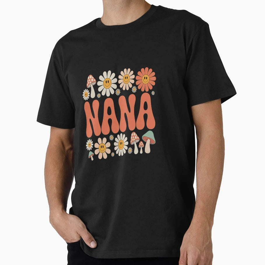 Groovy Nana Floral Hippie Daisy T-Shirt - Custom Art Print Men Women - T-Shirt, Sweatshirt, Hoodie