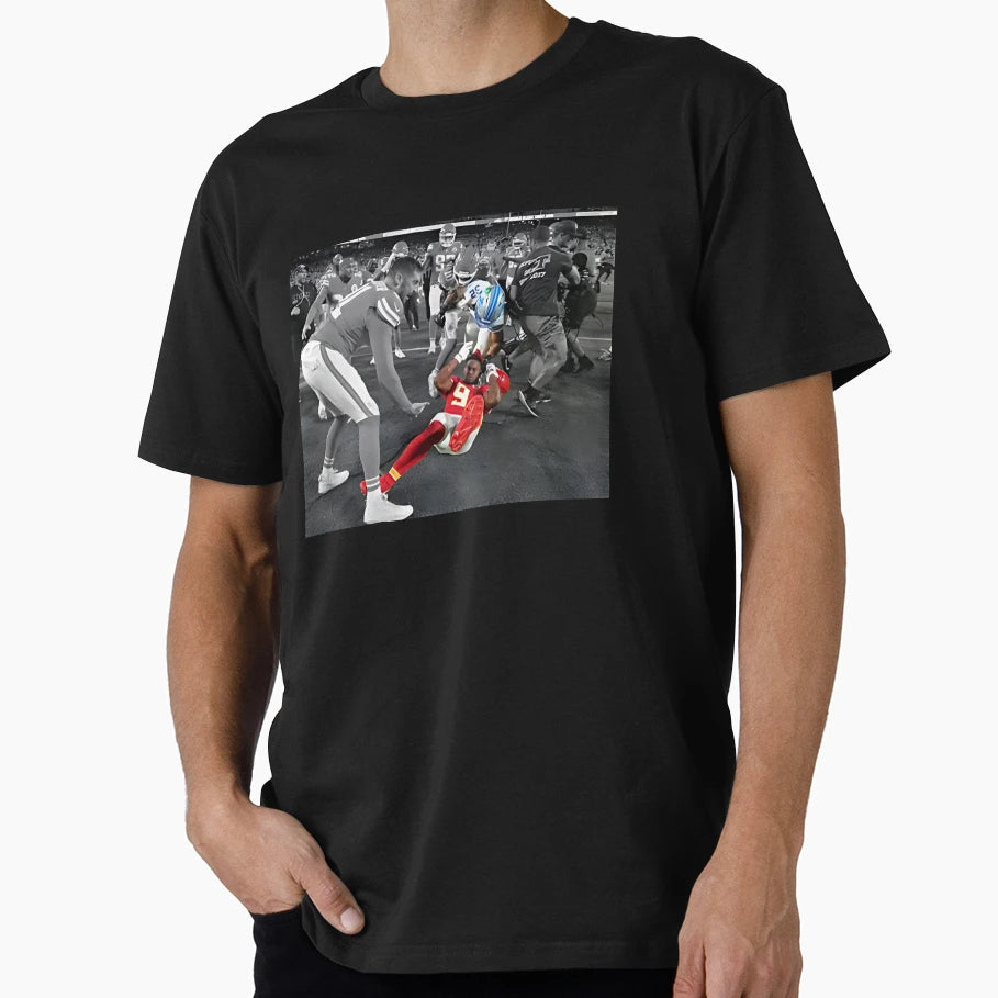 Intense Aerican Fotball Tackle Moment T-Shirt - Unique Graphic for Adults - T-Shirt, Sweatshirt, Hoodie