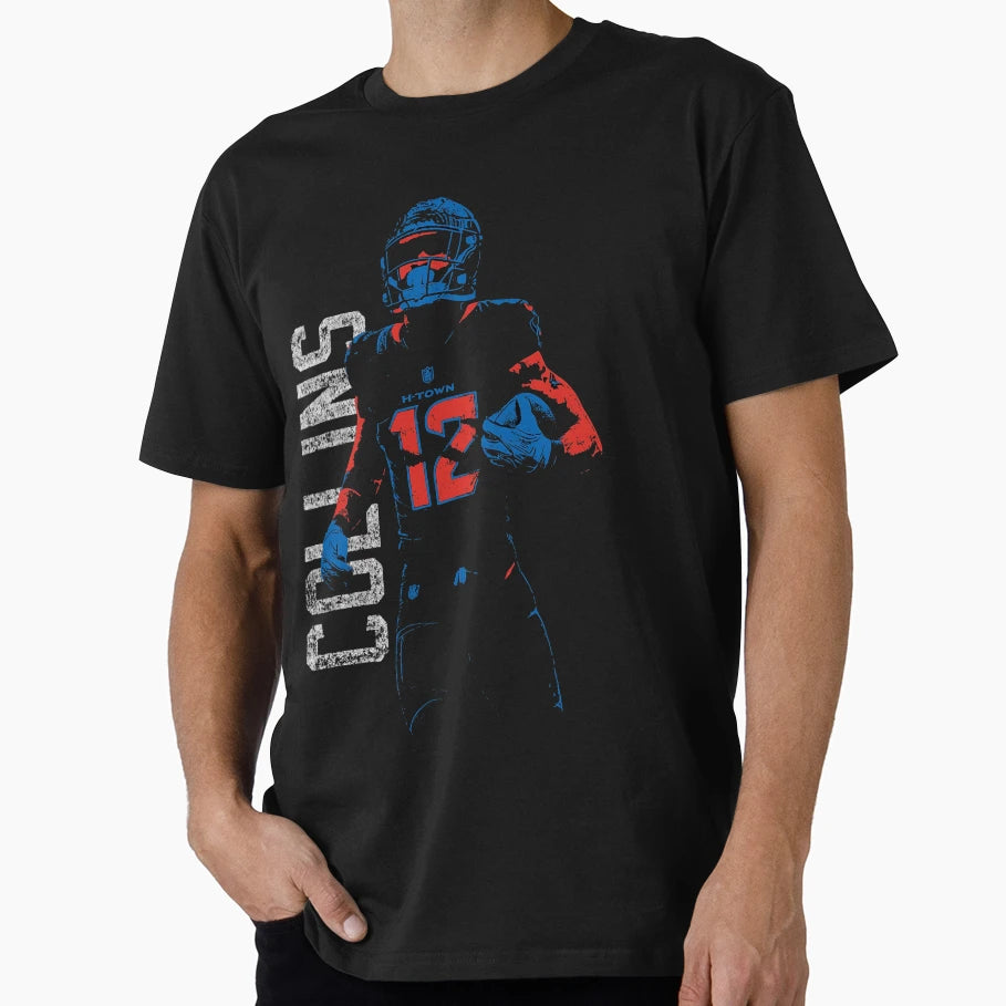 Nico Collins 12 H Town Football Stencil T-Shirt - Aesthetic Graphic Unisex - T-Shirt, Sweatshirt, Hoodie