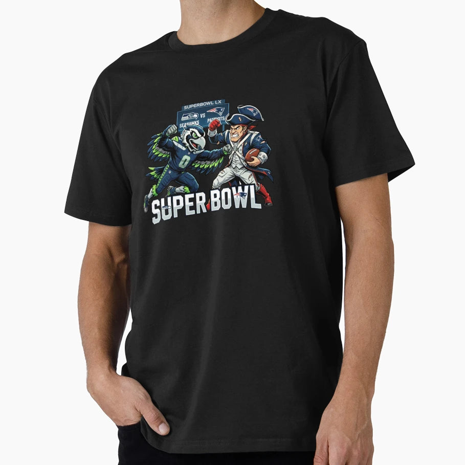 Superbowl Lx New England Patriots T-Shirt - Aesthetic Graphic for Adults - T-Shirt, Sweatshirt, Hoodie