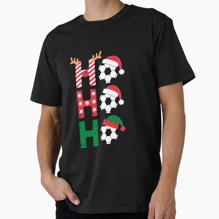 Football Ho Ho Ho Soccer Sport T-Shirt - Graphic Print Unisex - T-Shirt, Sweatshirt, Hoodie