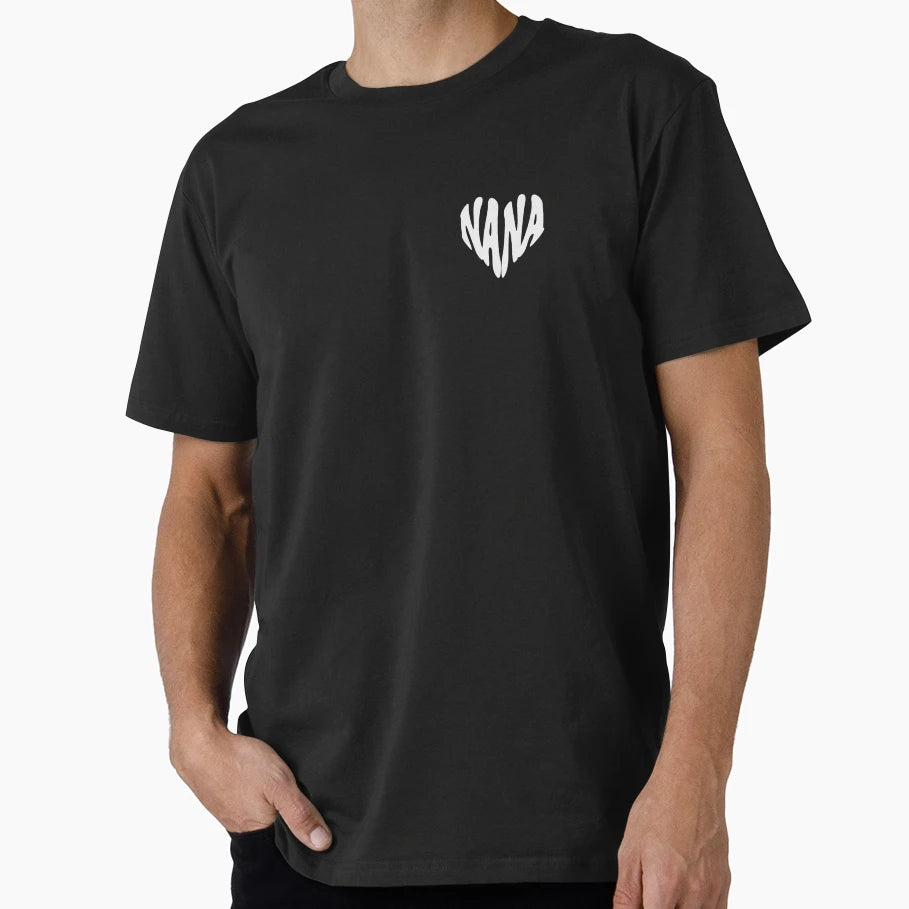 Nana Heart White Typography T-Shirt - Minimalist Print for Adults - T-Shirt, Sweatshirt, Hoodie