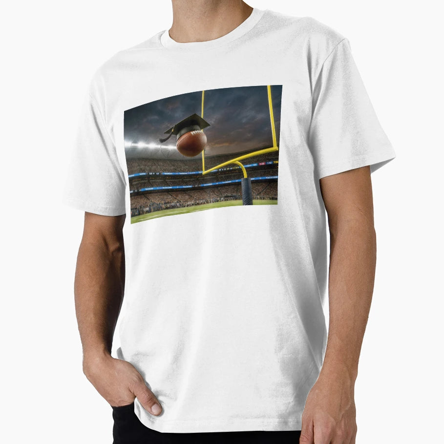 Graduation Cap Football T-Shirt - Graphic Print for Adults - T-Shirt, Sweatshirt, Hoodie