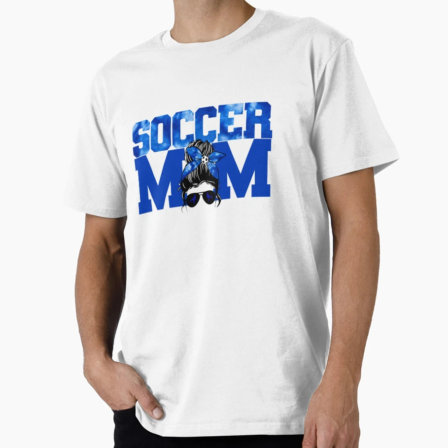 Soccer Mom Blue Messy Bun T-Shirt - Casual Everyday Wear for Adults - T-Shirt, Sweatshirt, Hoodie