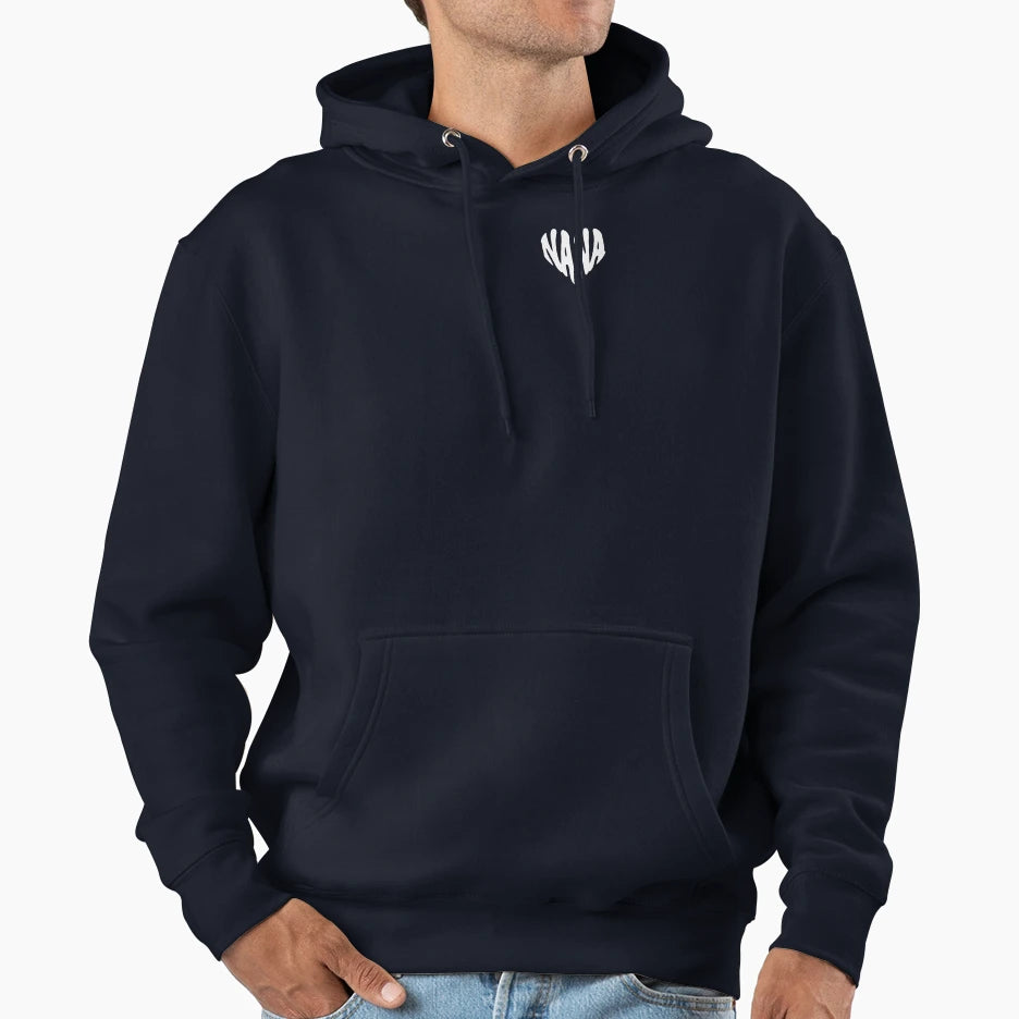 Nana Heart White Typography Hoodie - Custom Art Print Unisex - T-Shirt, Sweatshirt, Hoodie