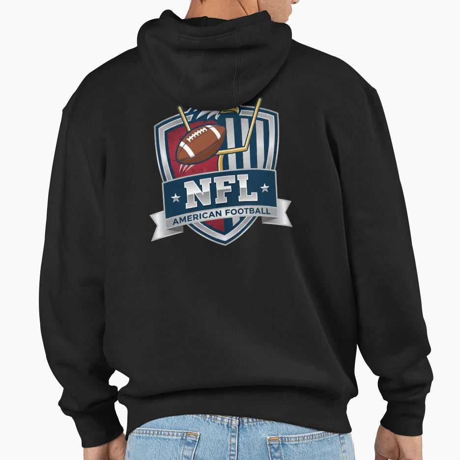 American Football Eagle Shield Hoodie - Custom Art Print Men Women - T-Shirt, Sweatshirt, Hoodie