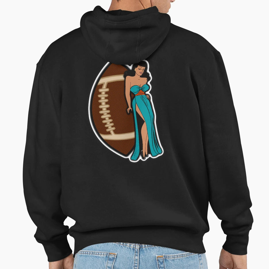 Miami Football Babe Hoodie - Novelty Apparel Unisex - T-Shirt, Sweatshirt, Hoodie