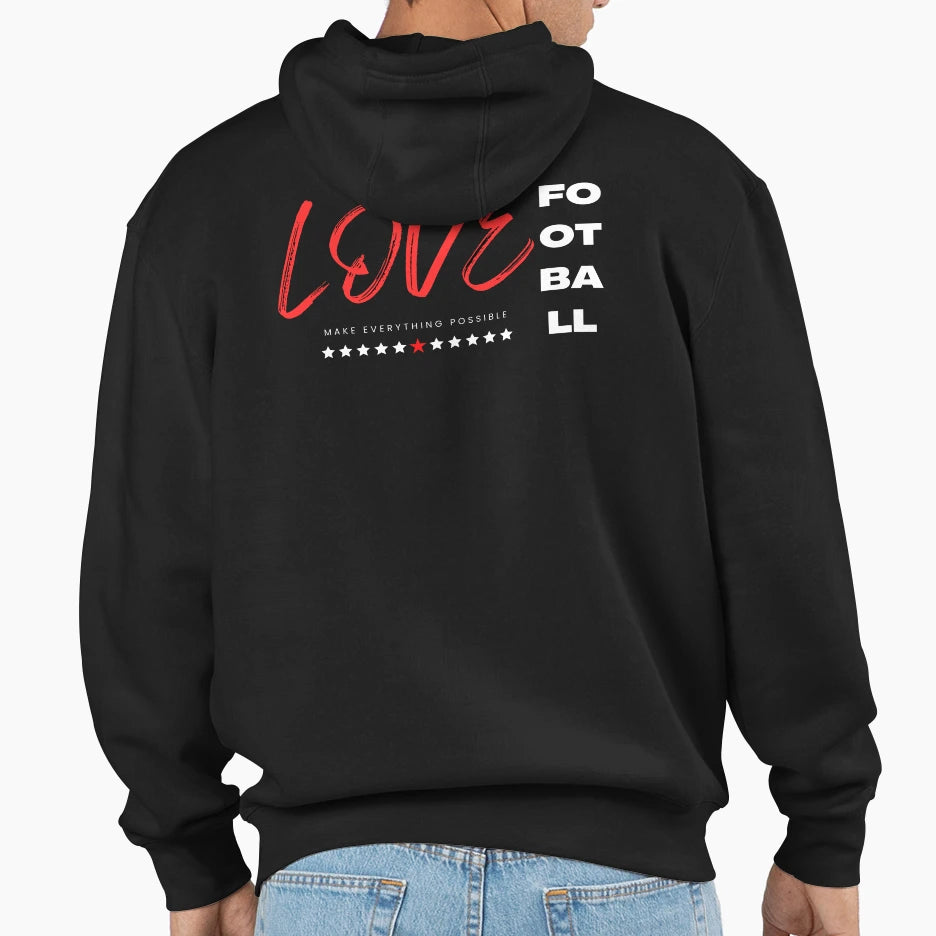Love Football Red Hoodie - Custom Art Print for Adults - T-Shirt, Sweatshirt, Hoodie