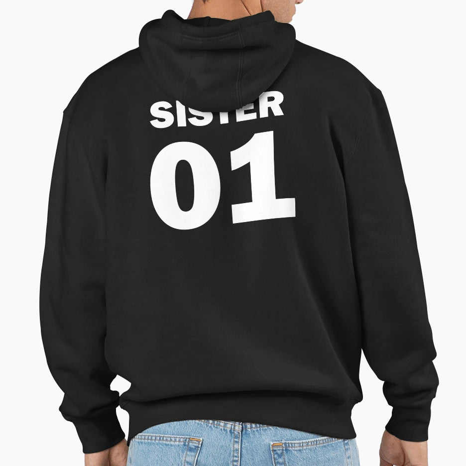Sister 01 Back Hoodie - Casual Everyday Wear for Adults - T-Shirt, Sweatshirt, Hoodie