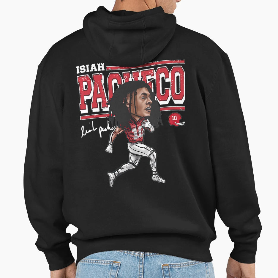 Isiah Pacheco Kansas City Cartoon Hoodie - Minimalist Print Unisex - T-Shirt, Sweatshirt, Hoodie
