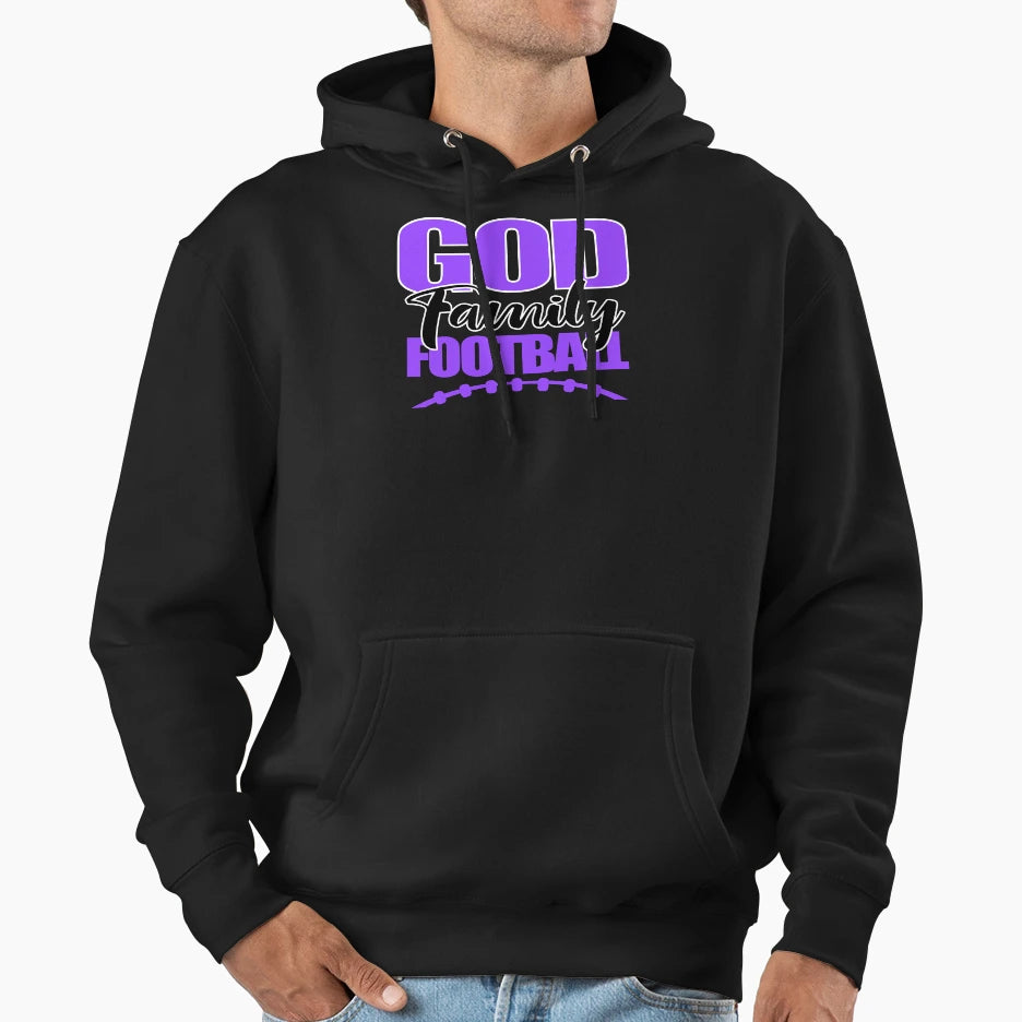 God Family Football Purple Hoodie - Novelty Apparel Unisex - T-Shirt, Sweatshirt, Hoodie
